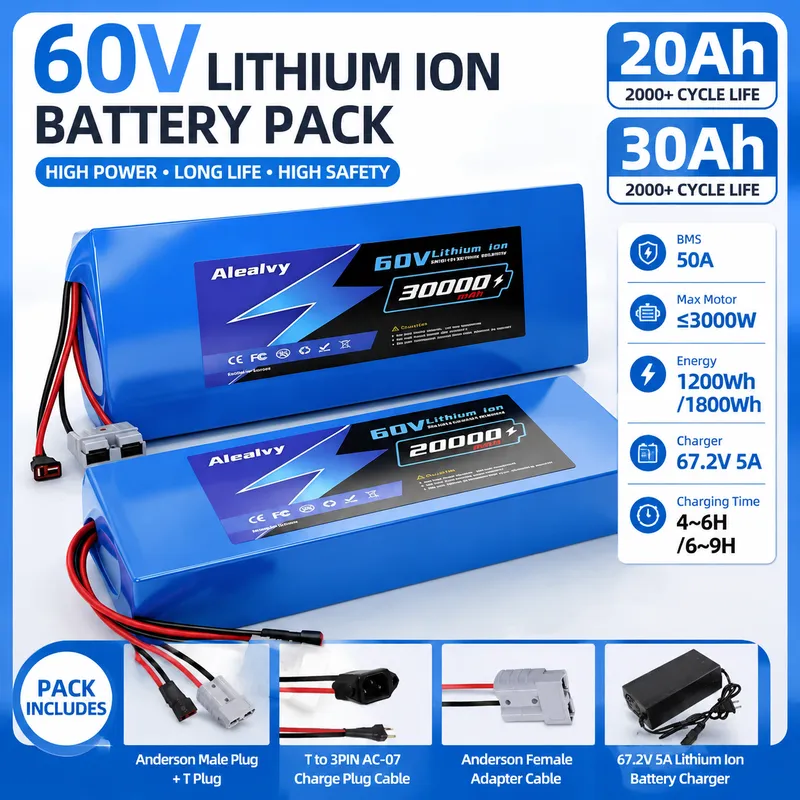 Aleaivy 60V 20AH 30AH 21700 Li - 60V 30Ah 21700 Battery Pack 评论和价格