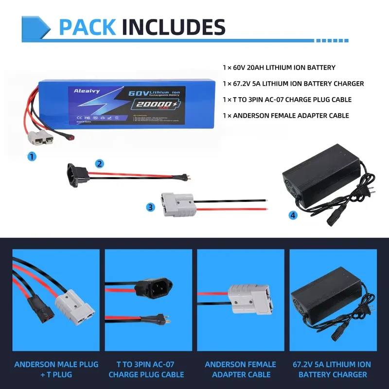 Aleaivy 60V 20AH 30AH 21700 Li - 60V 30Ah 21700 Battery Pack 评论和价格
