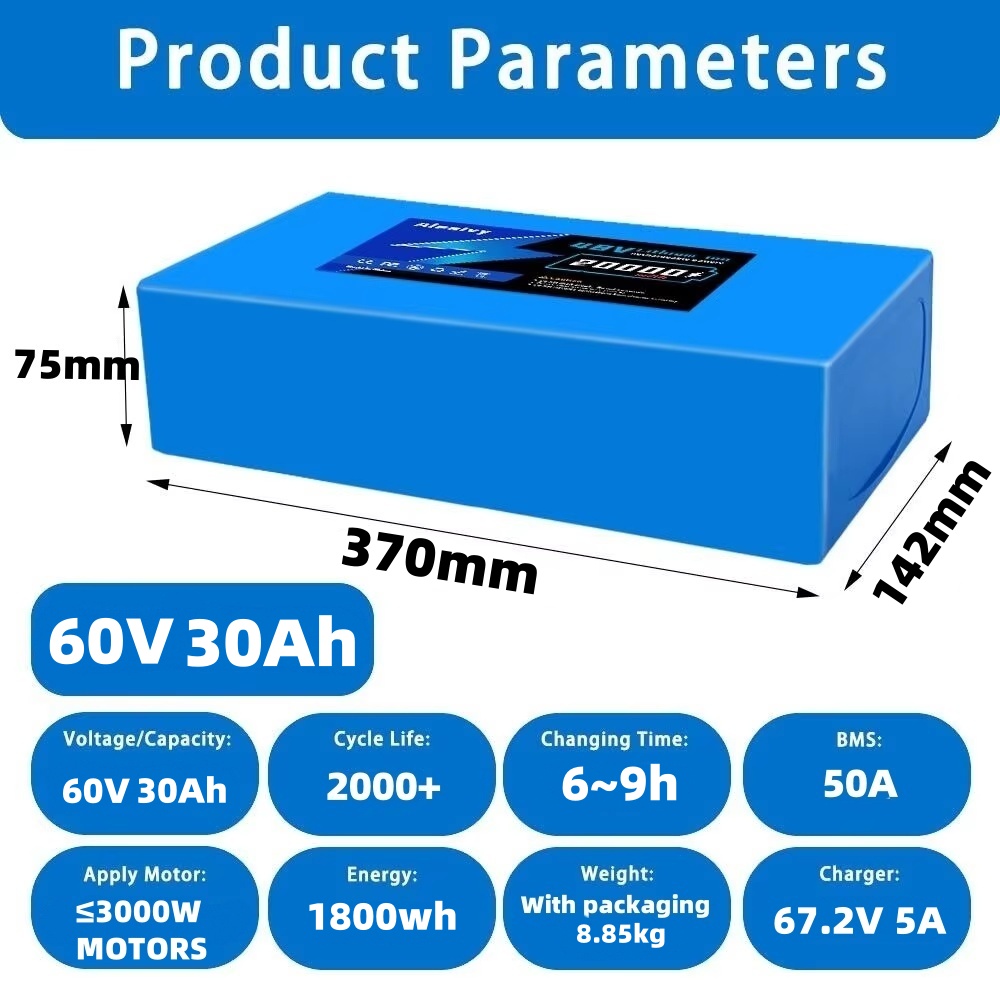 Aleaivy 60V Battery 20AH 30AH  - 60V 30Ah 21700 Battery Pack 评论和价格